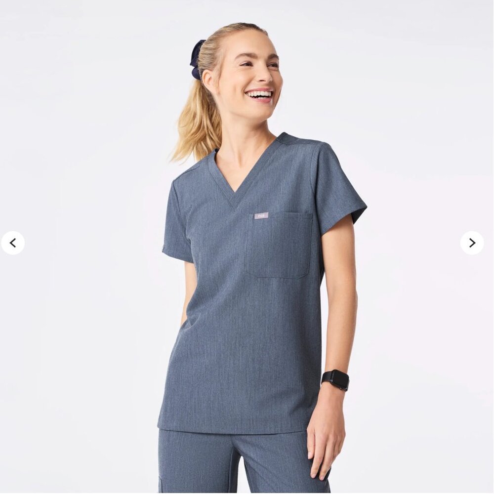 Denim Catarina One-Pocket Scrub Top